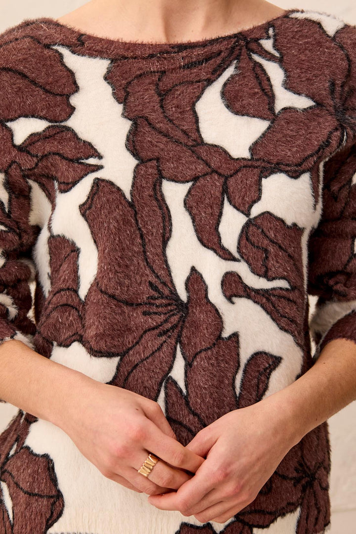 Autumn Breeze 2-Way Sweater in Saddle Brown