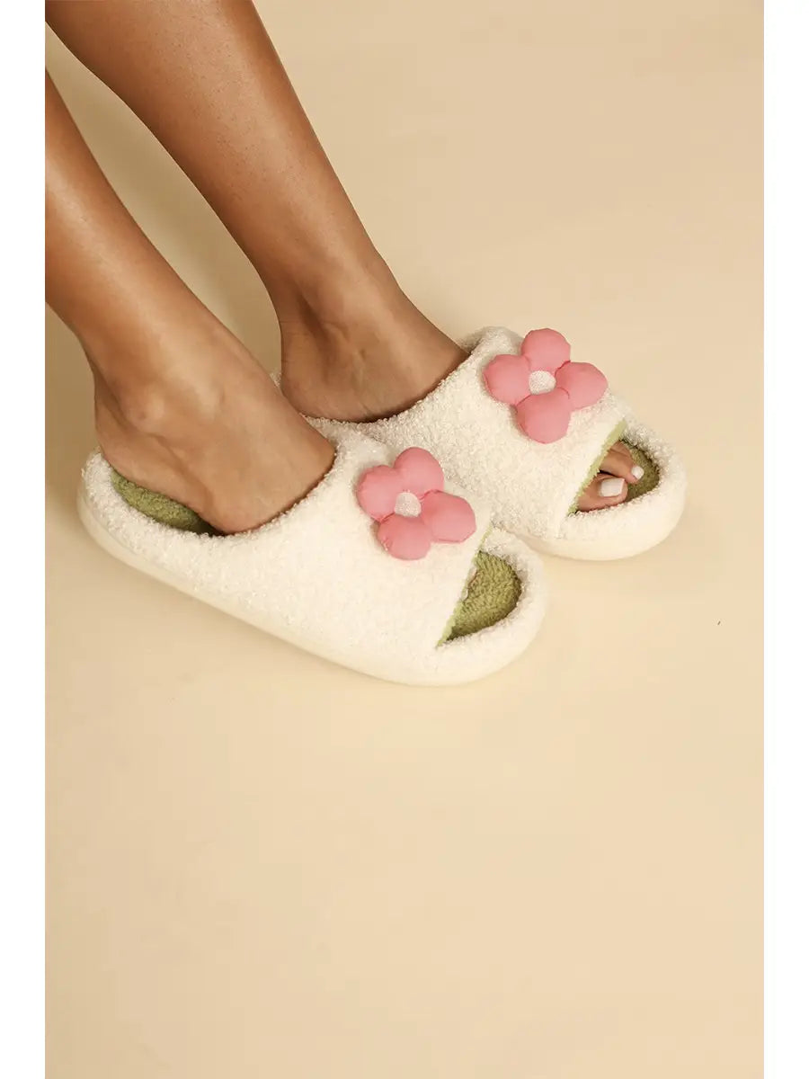 Pink Flower Slippers