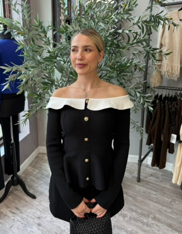 Margaux Contrast Collar Peplum Top