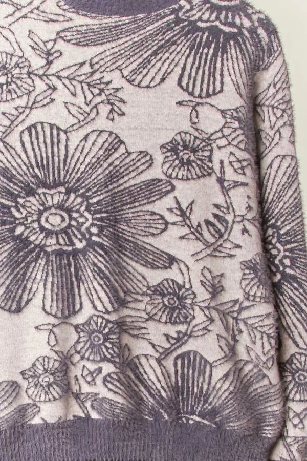 Florals in Grey Sweater, Final Sale