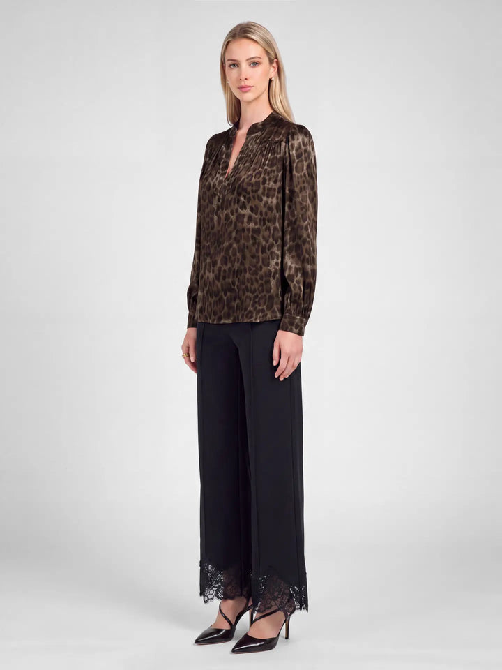 Rosalind Leopard Split Neck Blouse