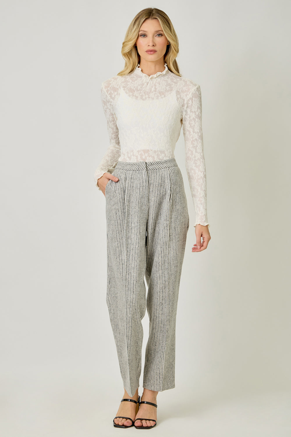 Textured Mock Neck 61153 Mystree – Just Girls Boutique