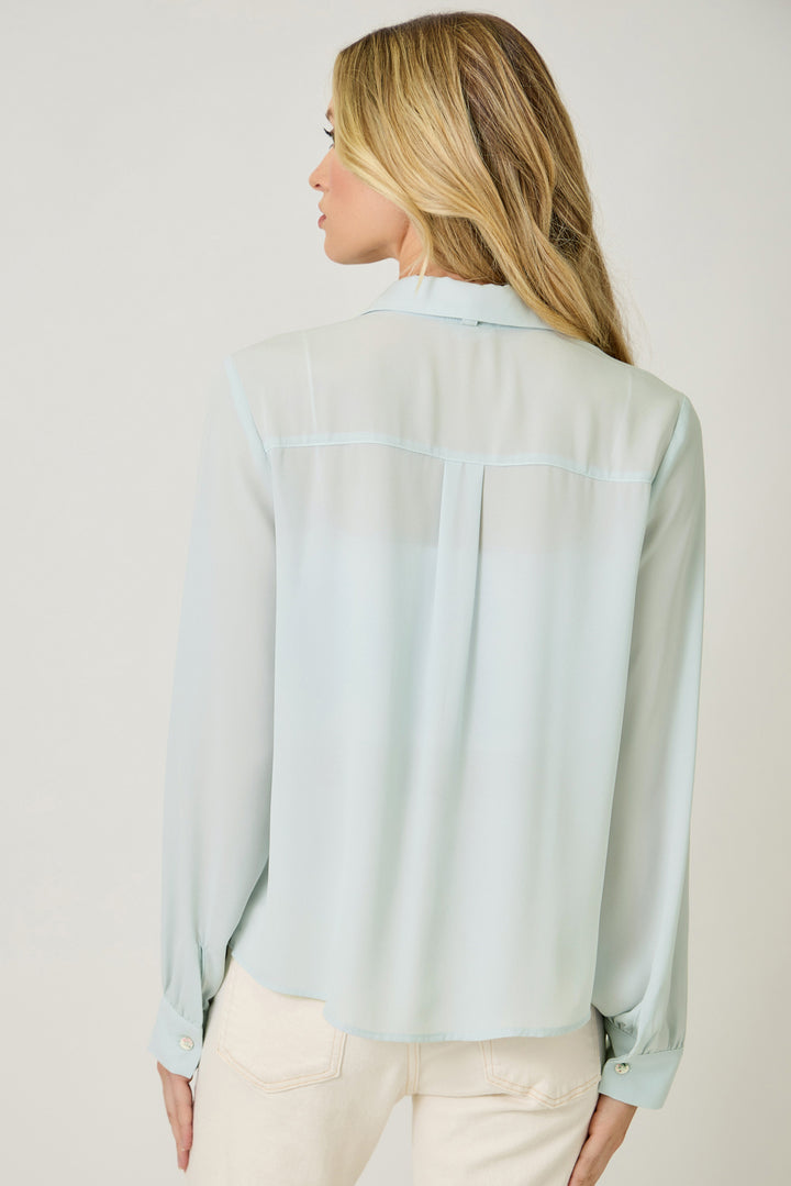 Silk & Cinch Tie Neck Blouse