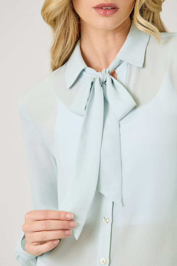 Silk & Cinch Tie Neck Blouse