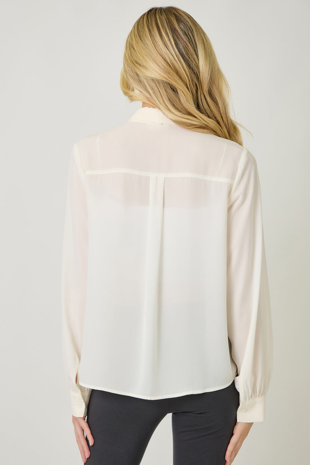 Silk & Cinch Tie Neck Blouse