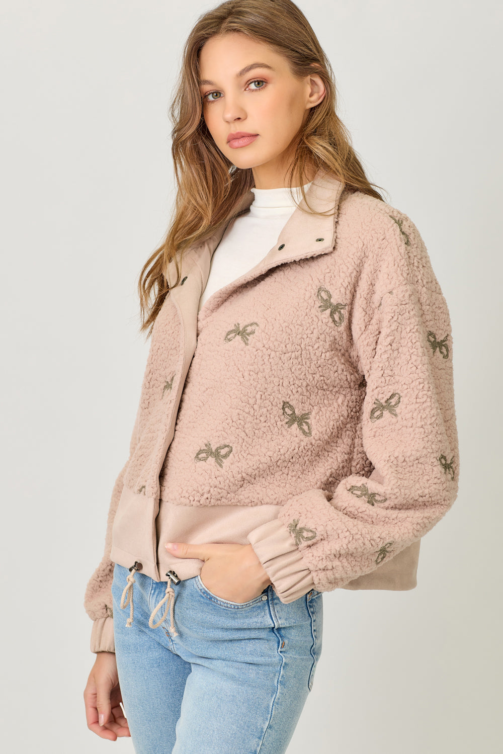 Bundled in Bows Sherpa Jacket
