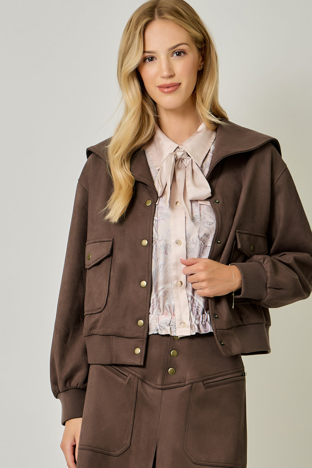 Ivy Lane Suede Blouson Jacket