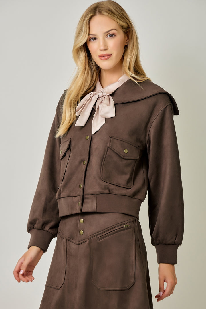 Ivy Lane Suede Blouson Jacket