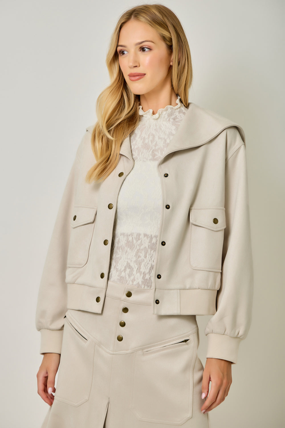 Ivy Lane Suede Blouson Jacket