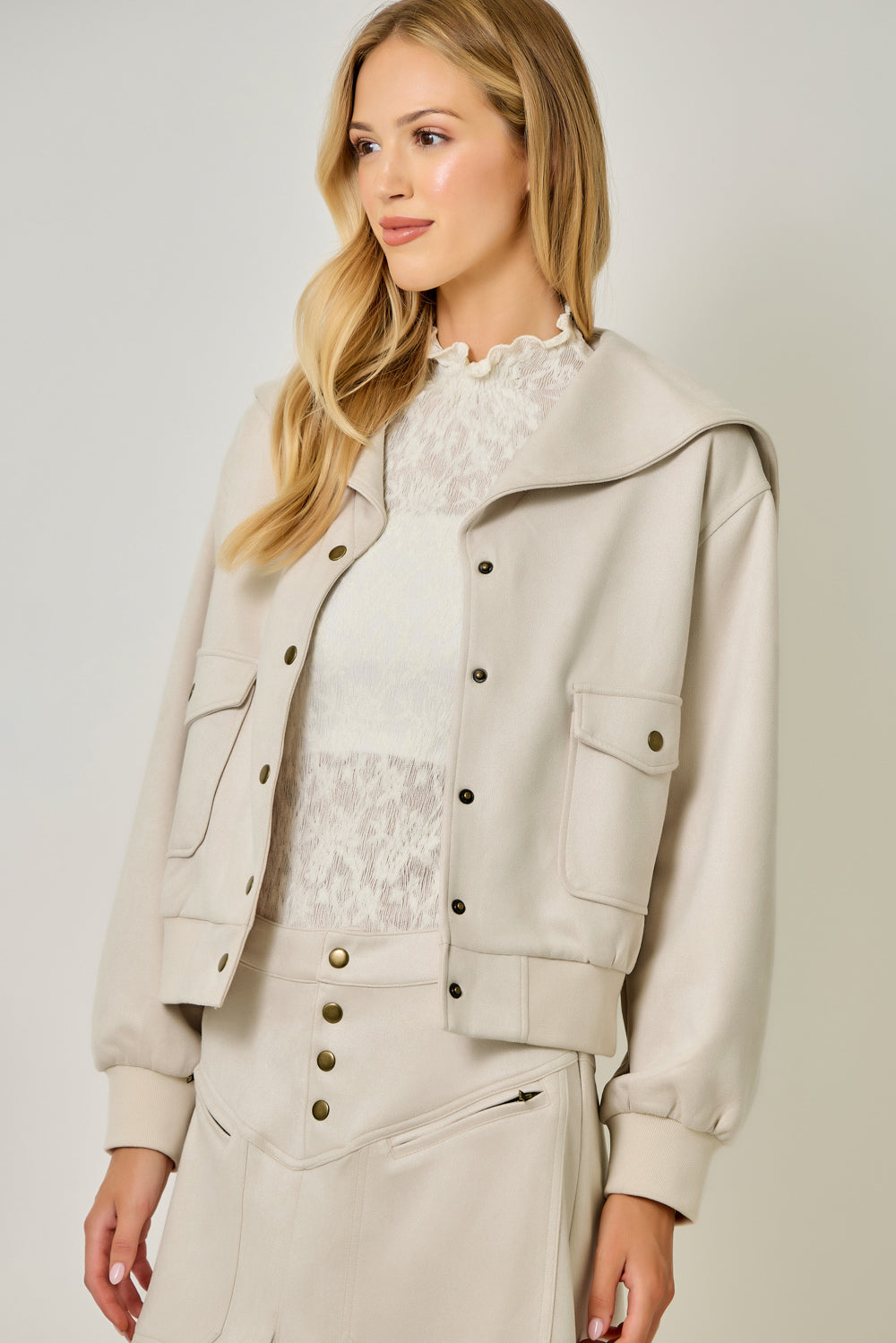 Ivy Lane Suede Blouson Jacket