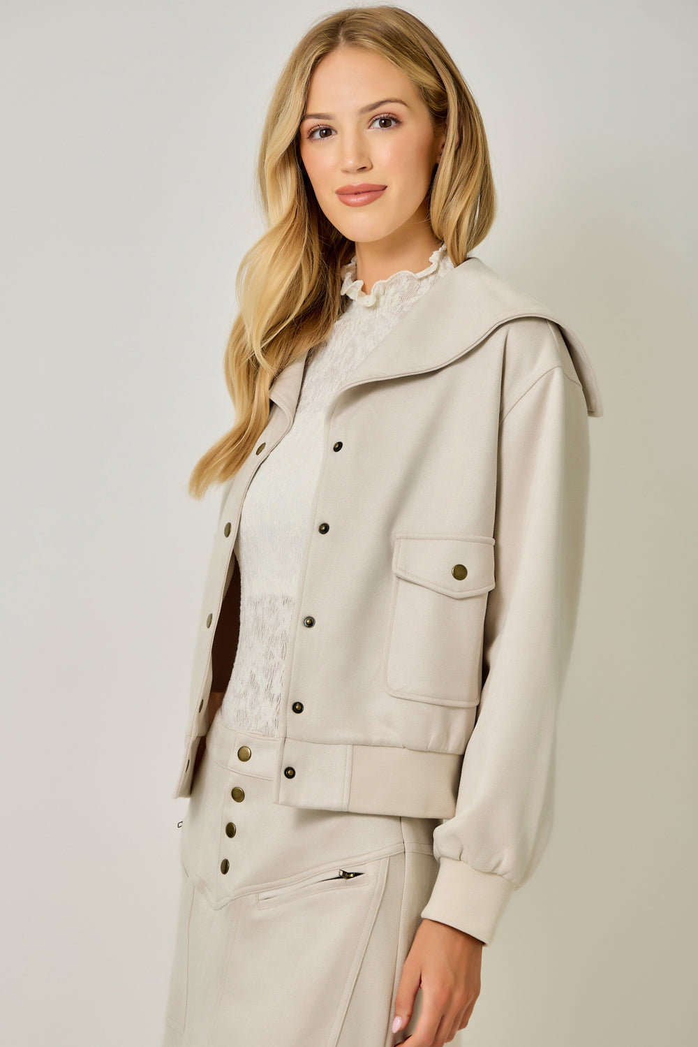 Ivy Lane Suede Blouson Jacket