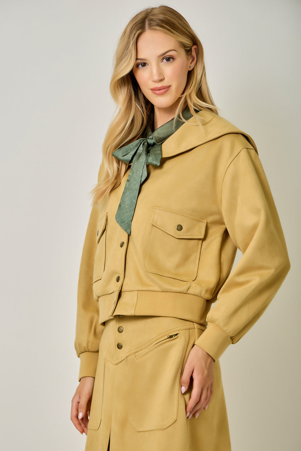 Ivy Lane Suede Blouson Jacket