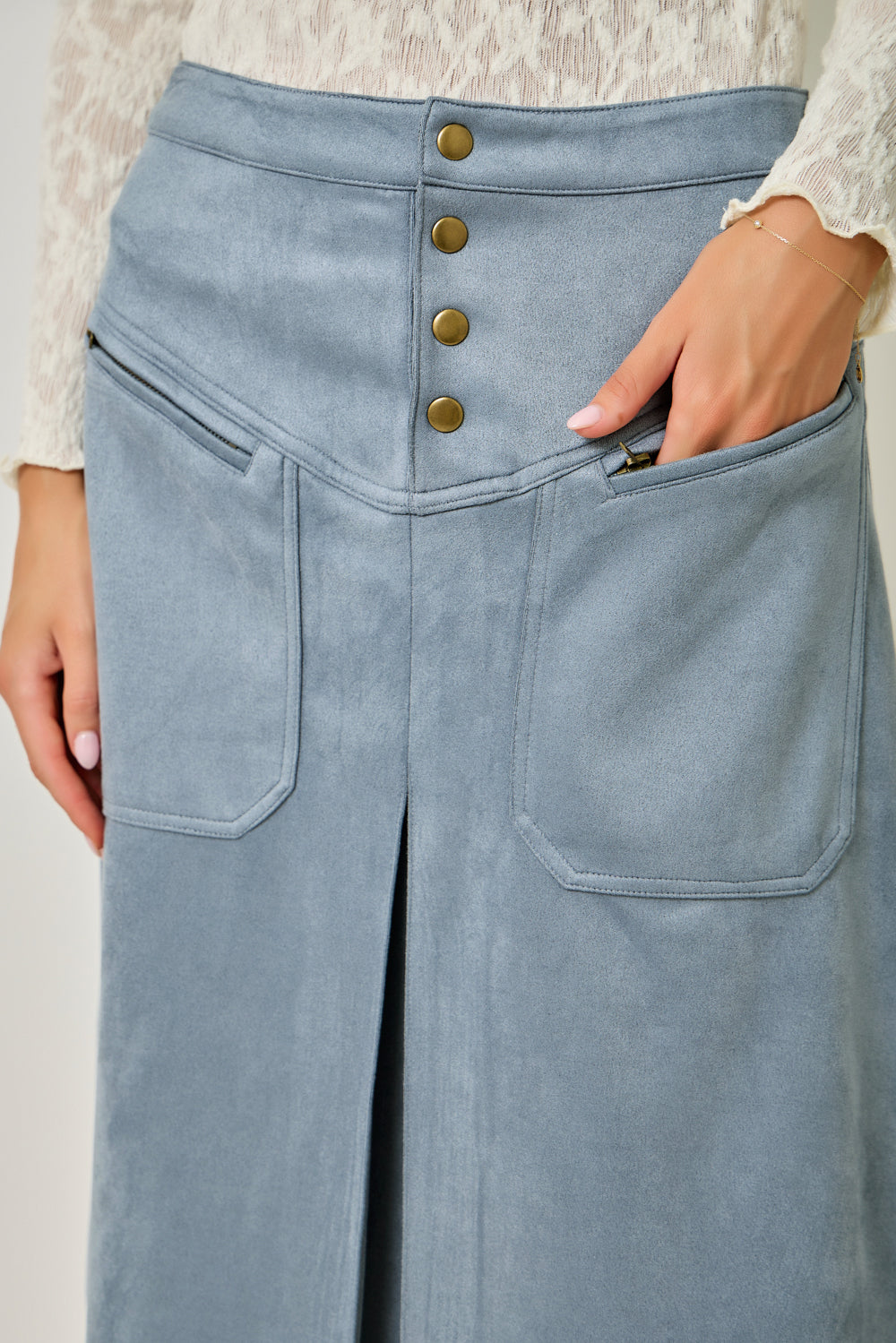 Ivy Lane Suede A-Line Skirt