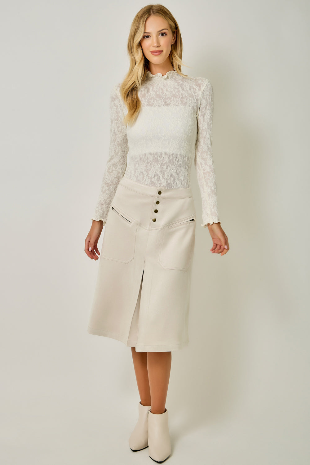 Ivy Lane Suede A-Line Skirt