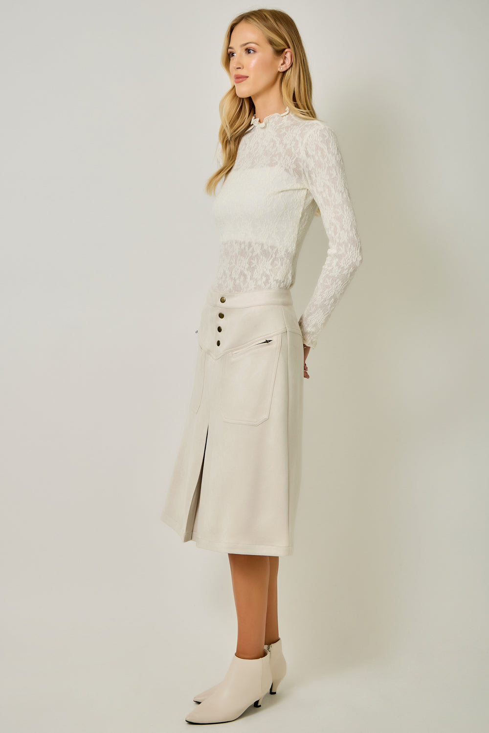 Ivy Lane Suede A-Line Skirt