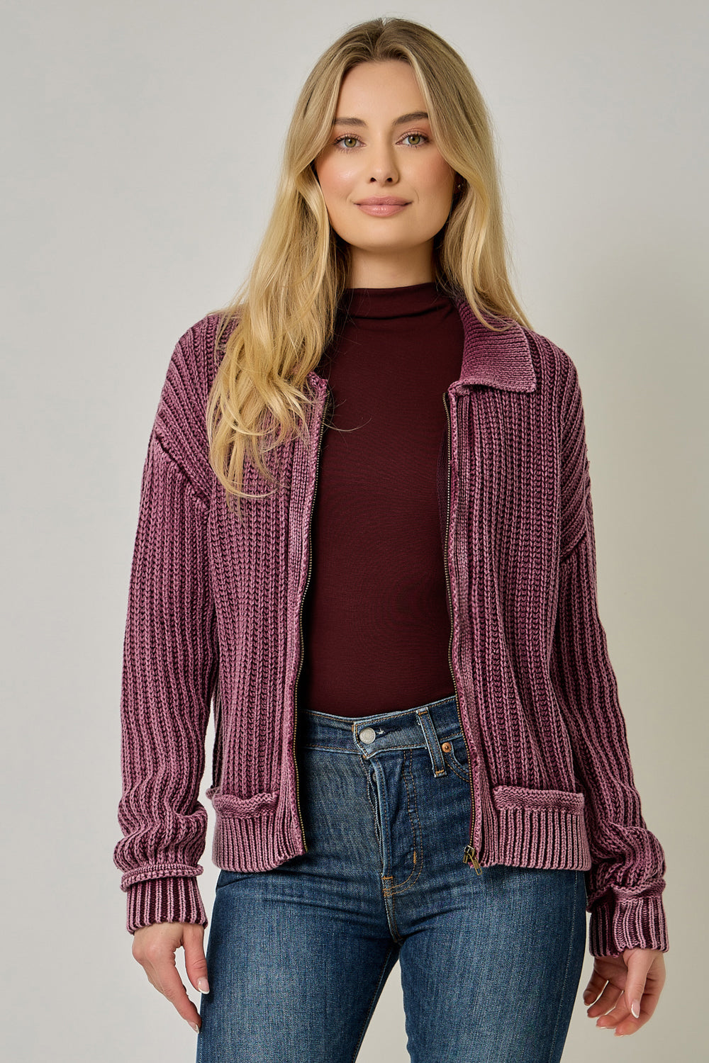 Windsor Ribbed Zip-Up Sweater