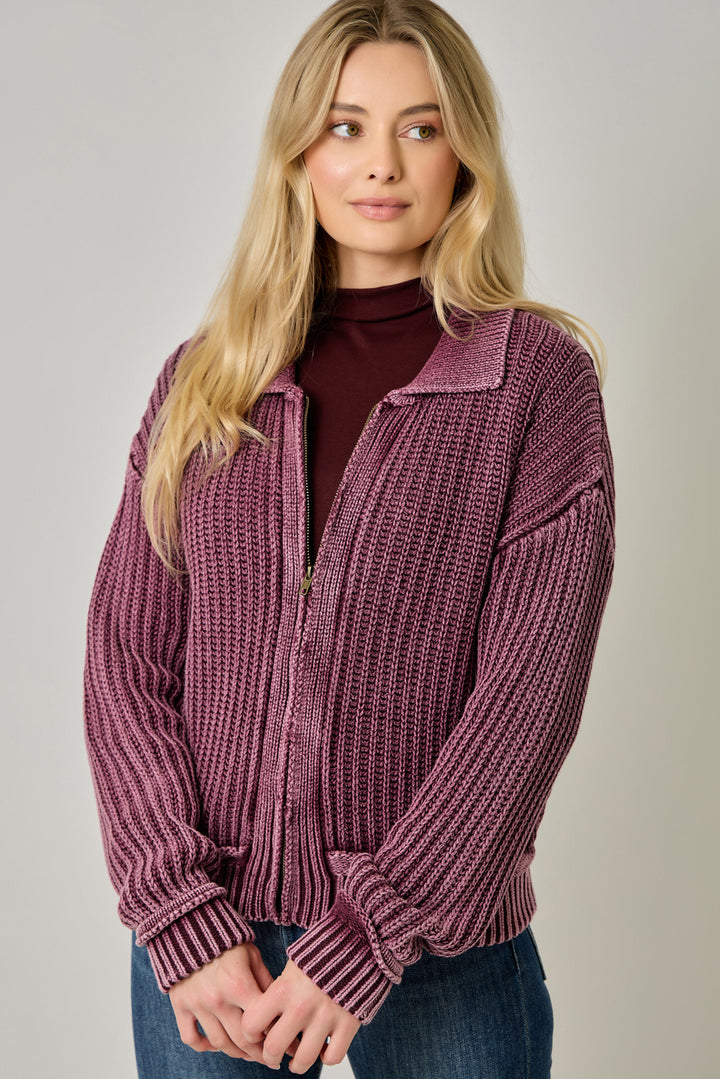 Windsor Ribbed Zip-Up Sweater