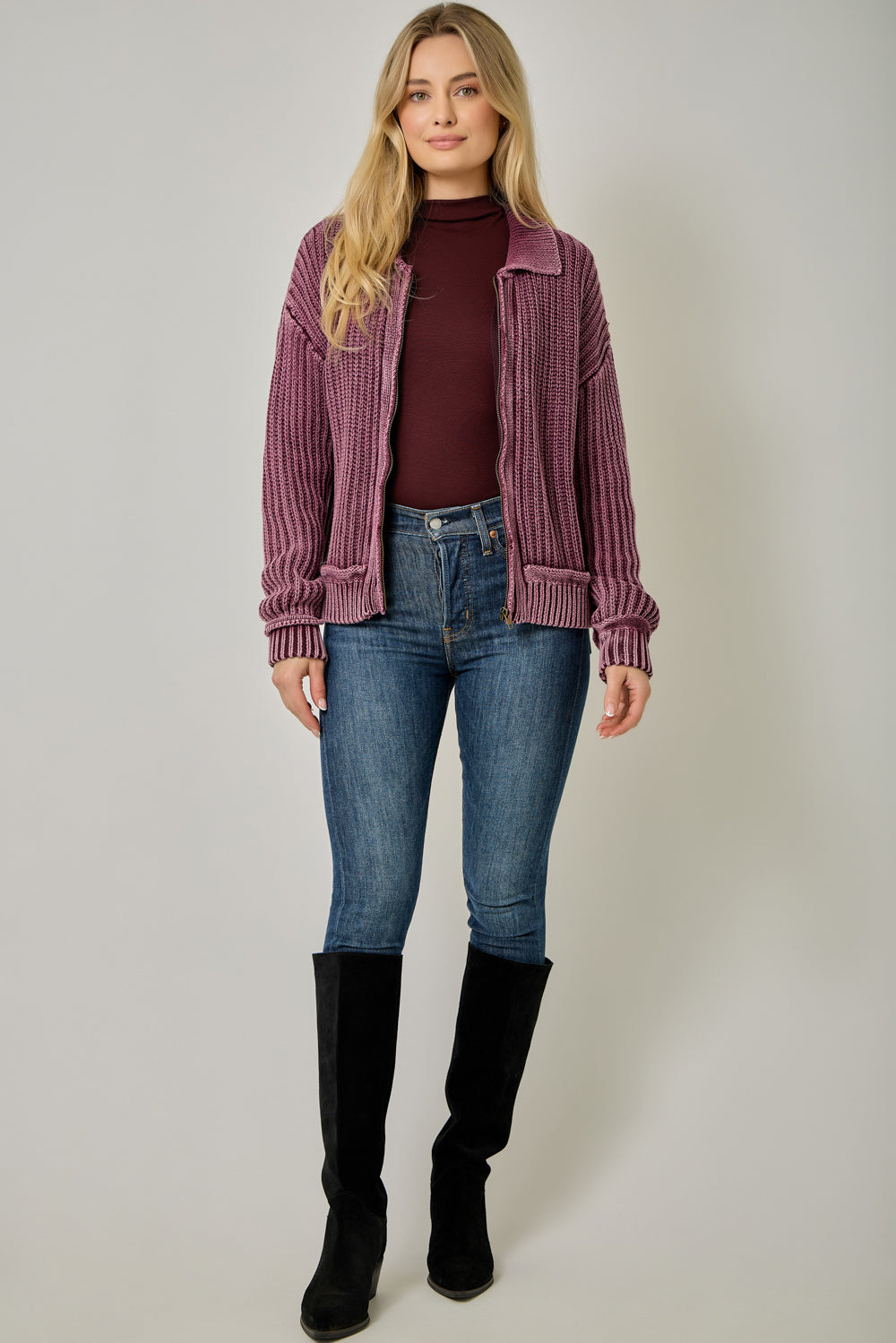 Windsor Ribbed Zip-Up Sweater