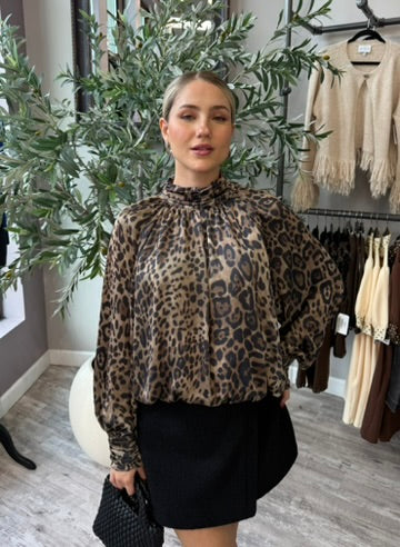 Leopard Mock Neck Top