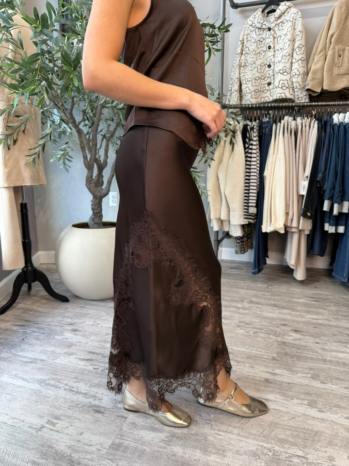 Seraphina Lace Satin Midi Skirt