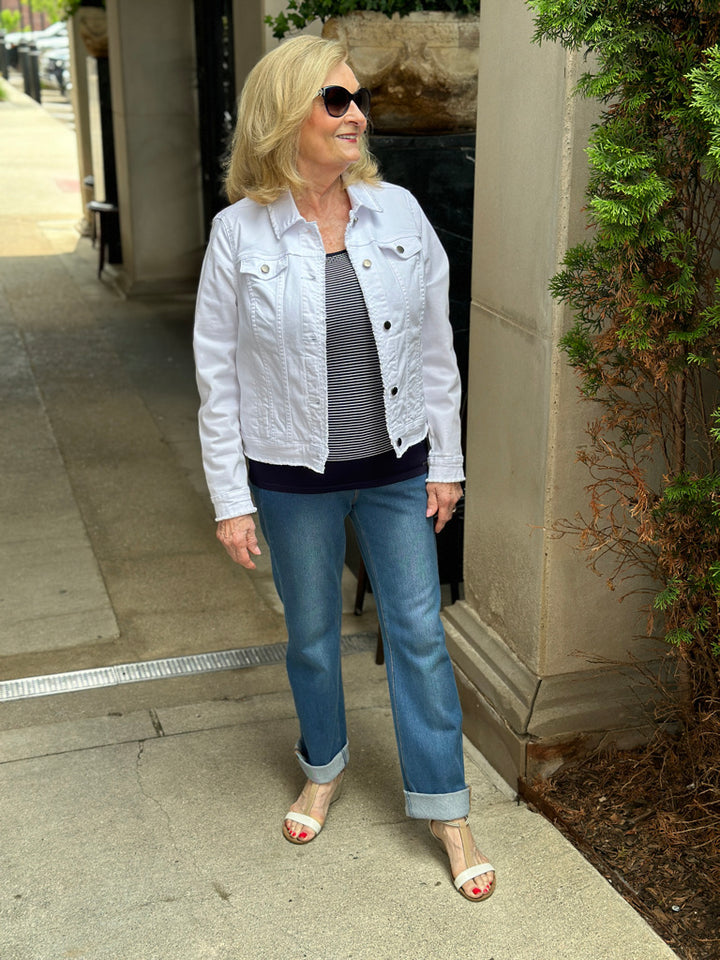 Girl on the Town Denim Jacket, White