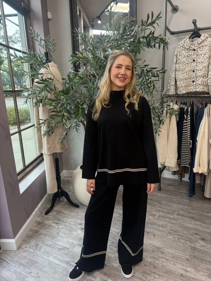 Tonal Stripe Wide Leg Pant