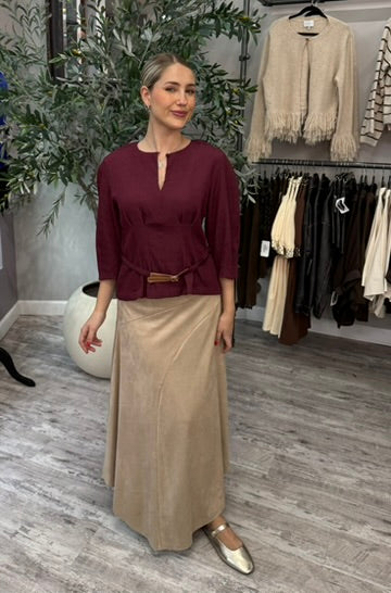Salted Caramel Vegan Suede Skirt
