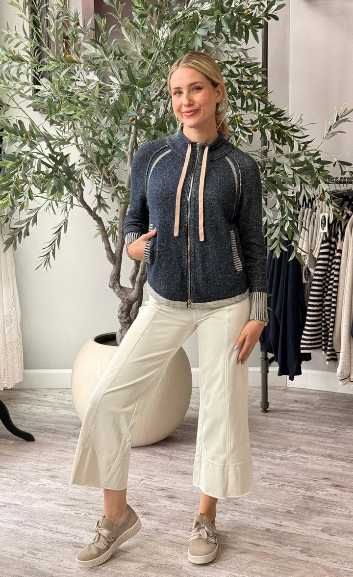 Indigo Two-Tone Zip-Up