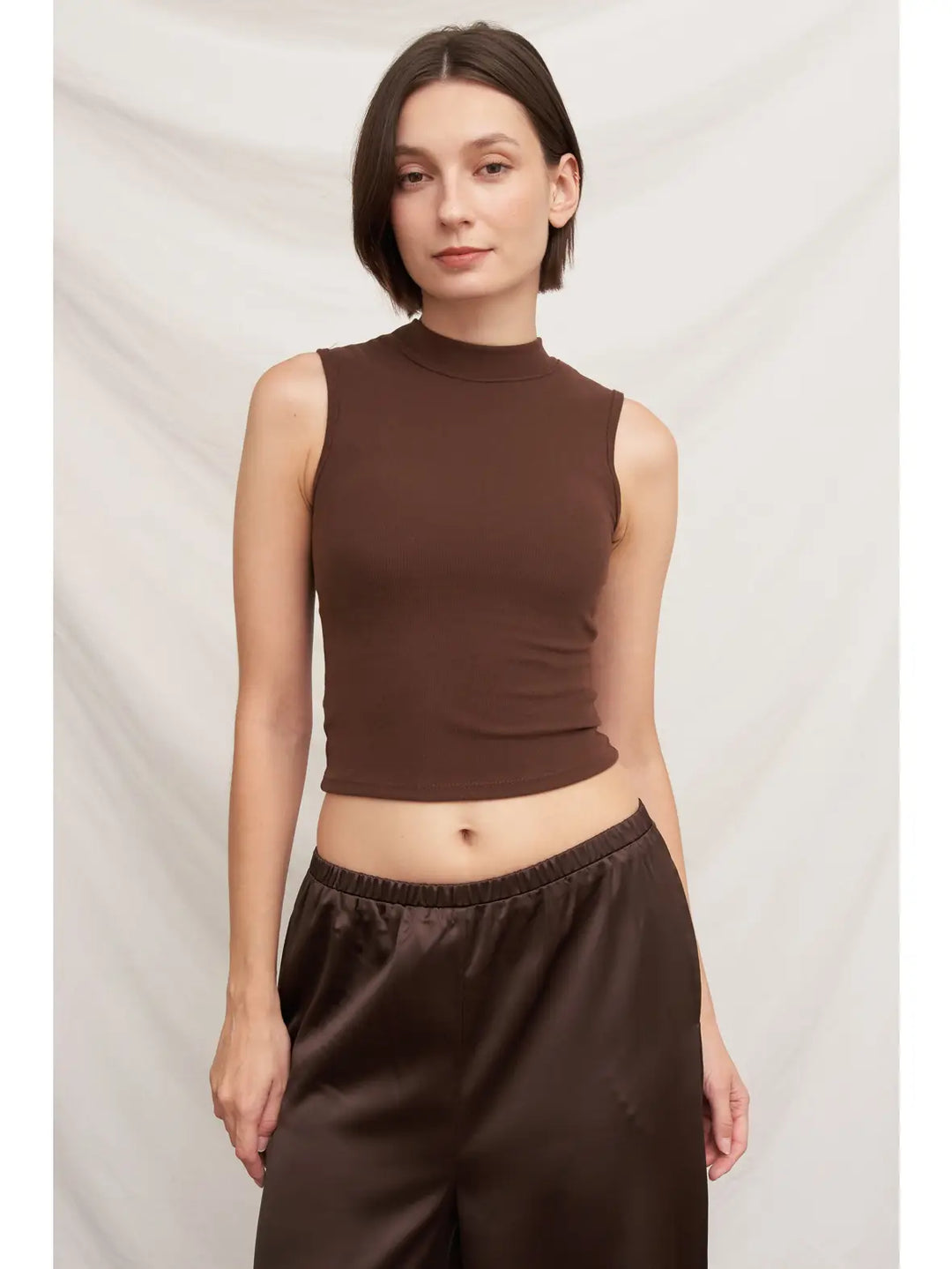 Gigi Mock Neck Bra Top by En Creme, view 5