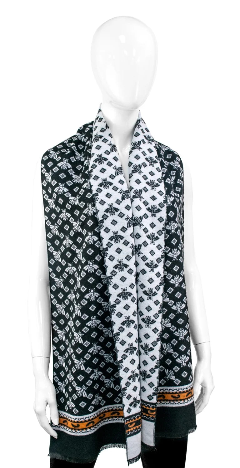 Diamond & Bee Woven Scarf