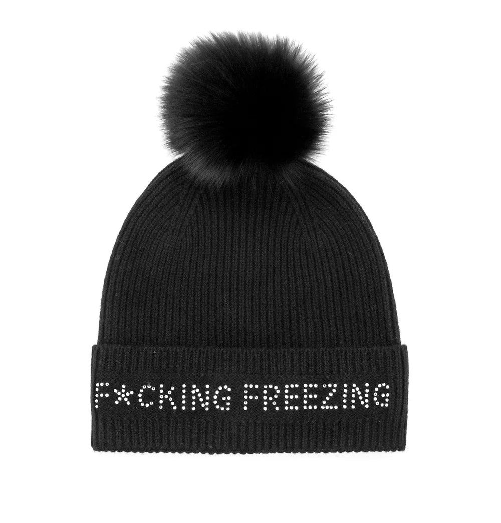 F*cking Freezing Pom Pom Hat, Black