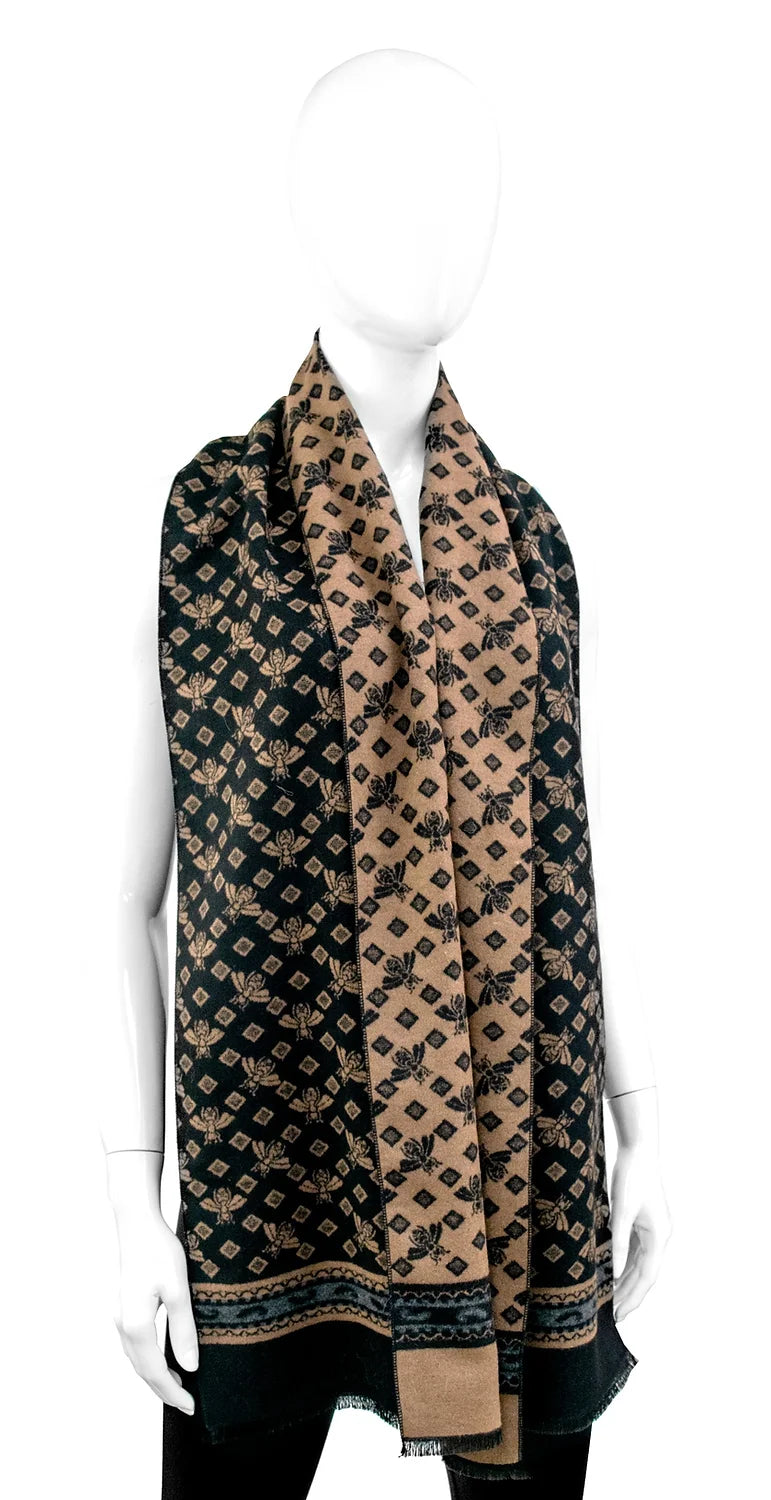 Diamond & Bee Woven Scarf