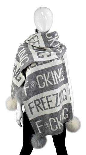 F*cking Freezing Pom Pom Scarf, Black