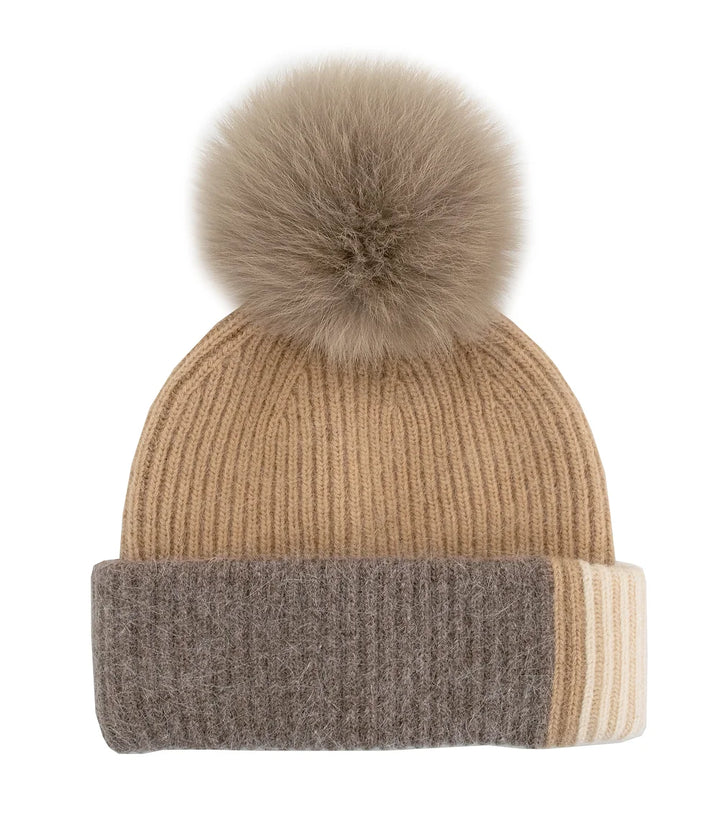 Warm Wishes Color Block Pom Pom Hat