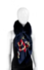 Silk Scarf Fox Fur Collar