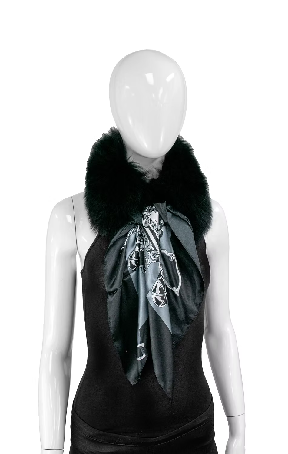 Silk Scarf Fox Fur Collar