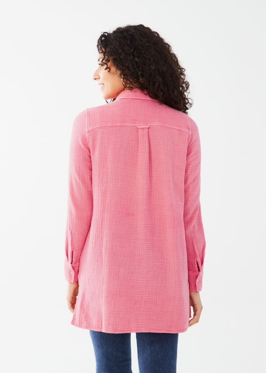 Boho Flair Gauzy Tunic, Flamingo