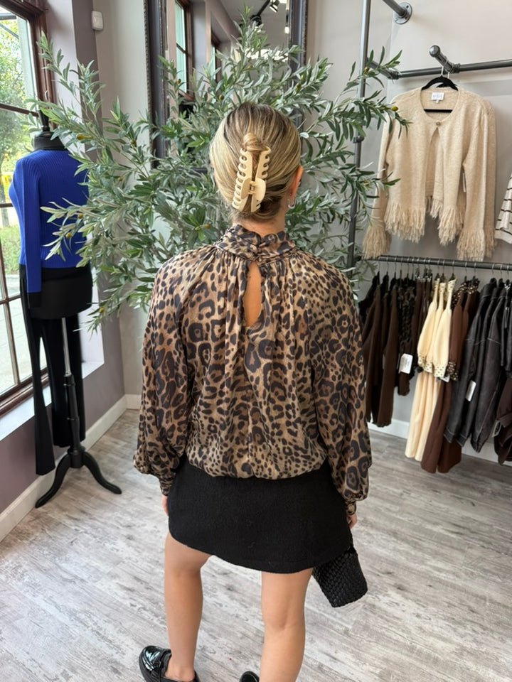 Leopard Mock Neck Top