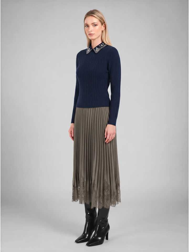 Opaline Jeweled Collar Sweater