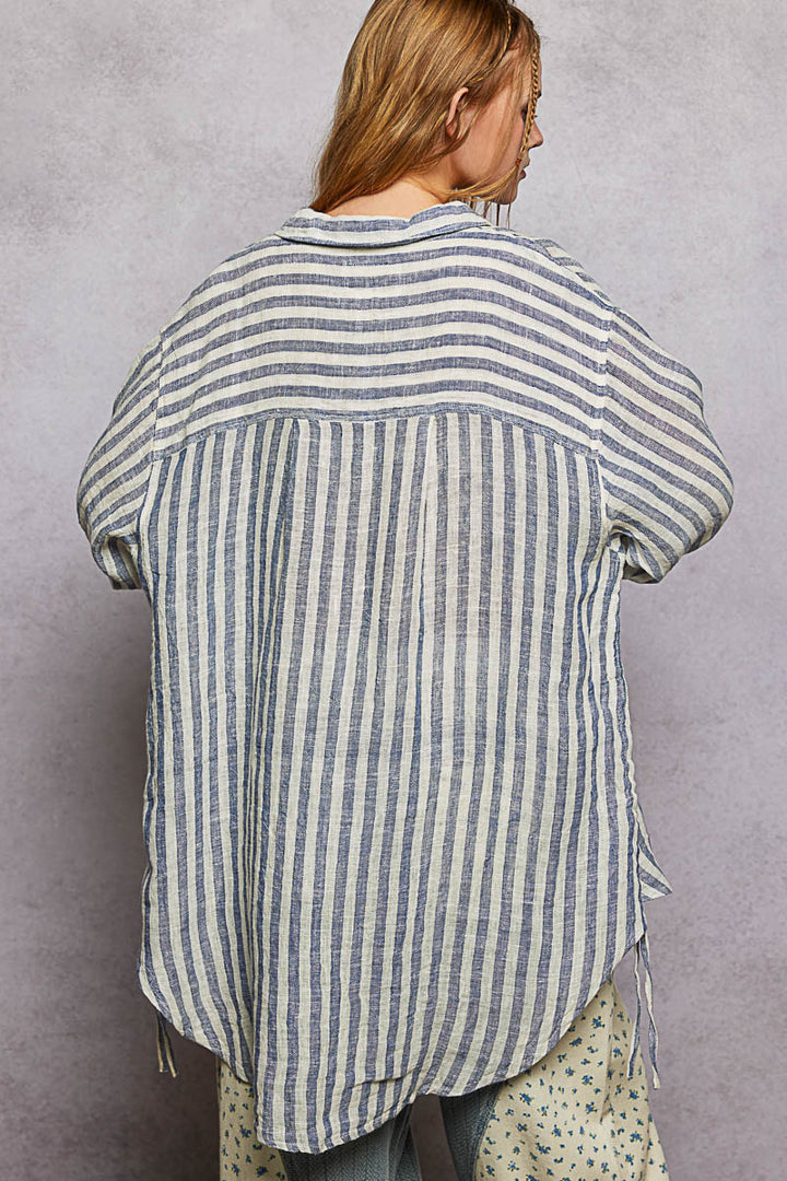 Maya Oversized Striped Linen Shirt