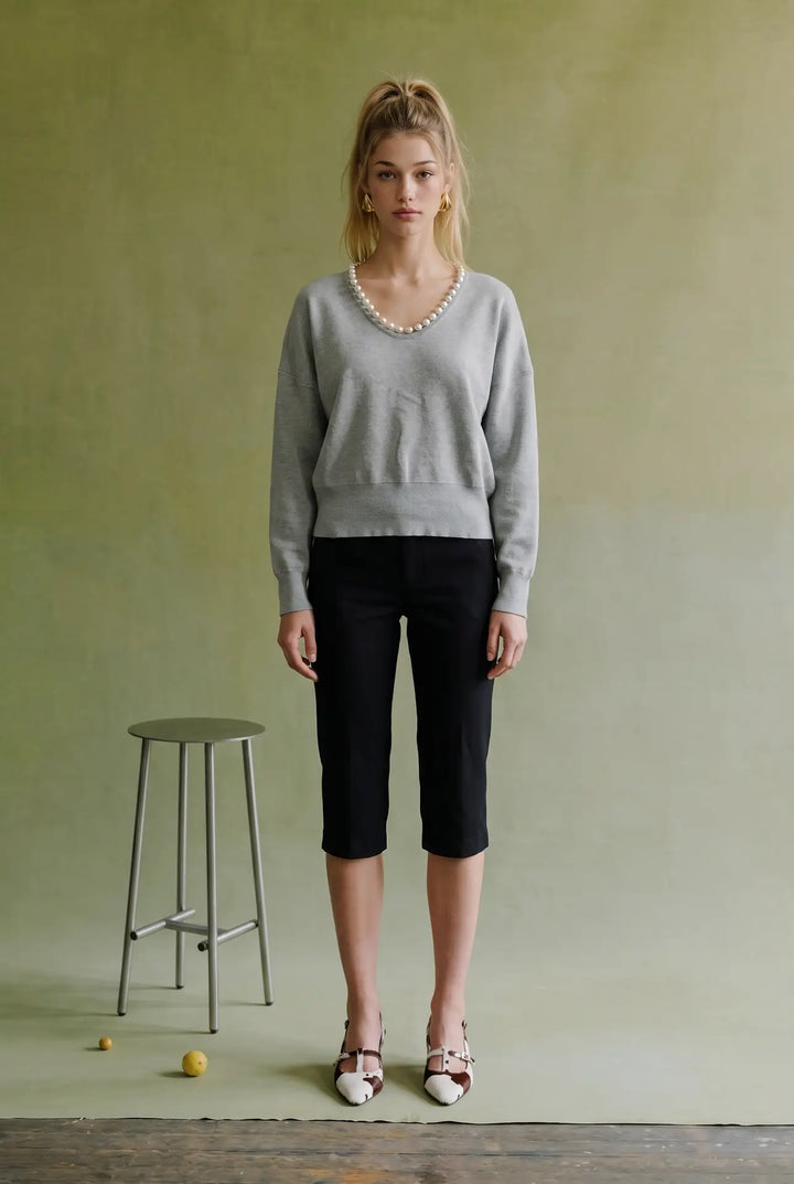 Margot Pearl Neck Sweater