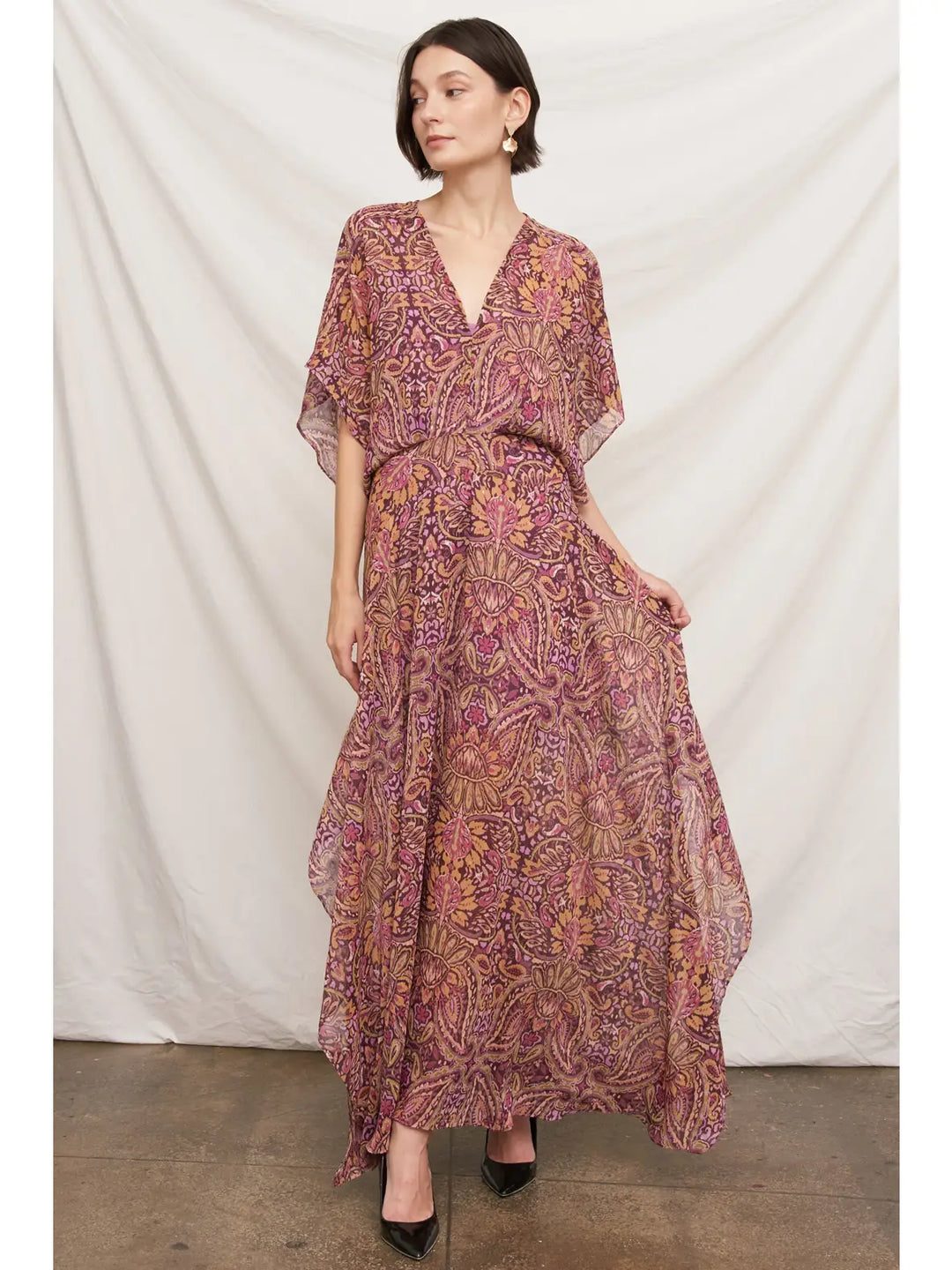 Marisol Paisley Maxi Dress in Purple Multi