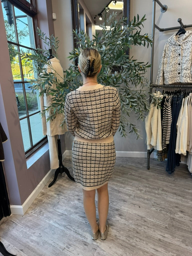 Preppy Plaid Tweed Skirt Set