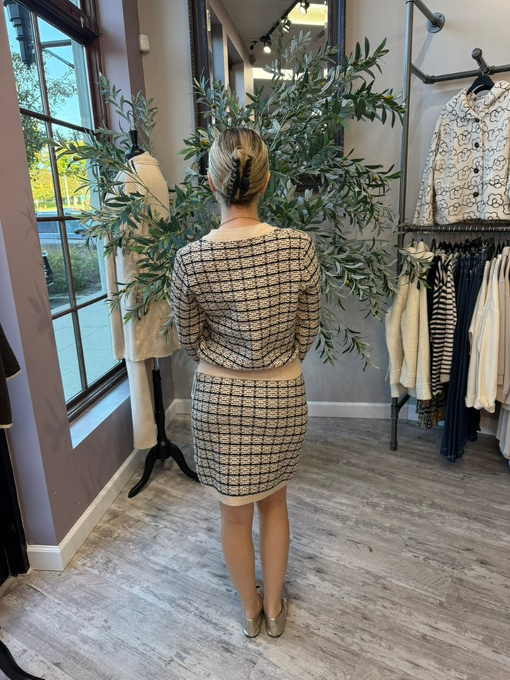 Preppy Plaid Tweed Skirt Set