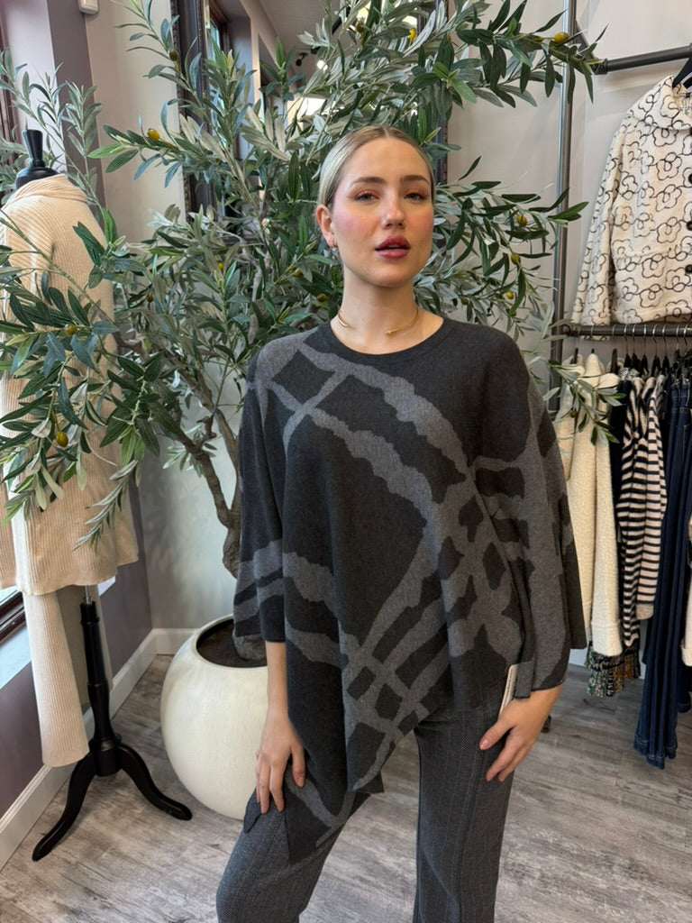 Abstract Knit Poncho