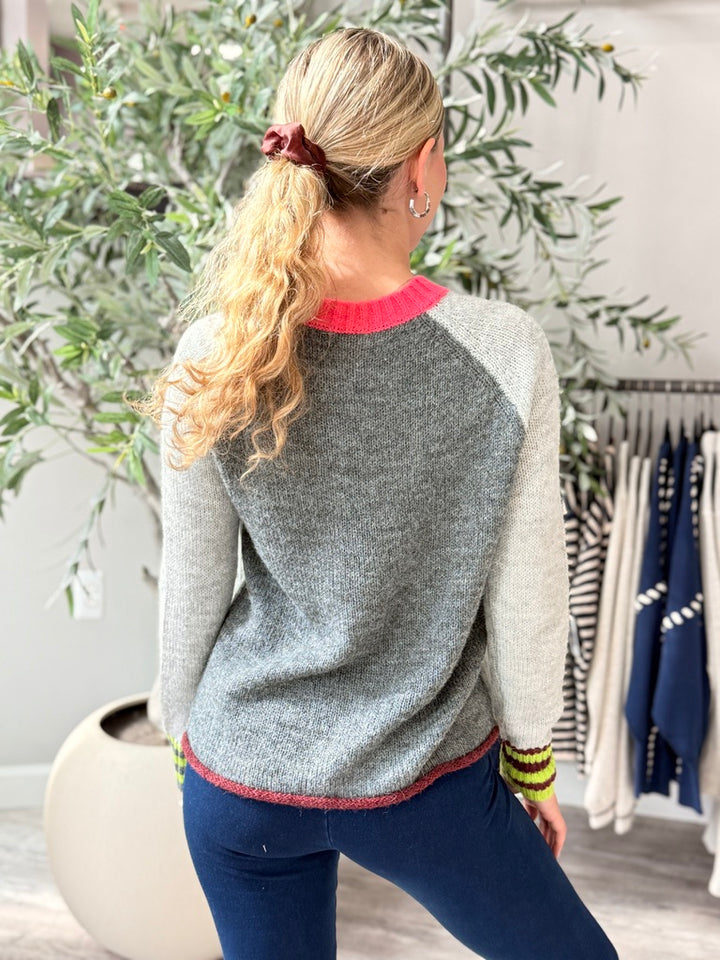 Pop of Pink Collar Sweater