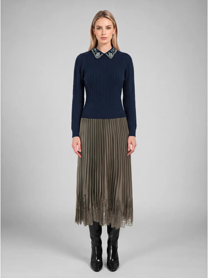Opaline Jeweled Collar Sweater