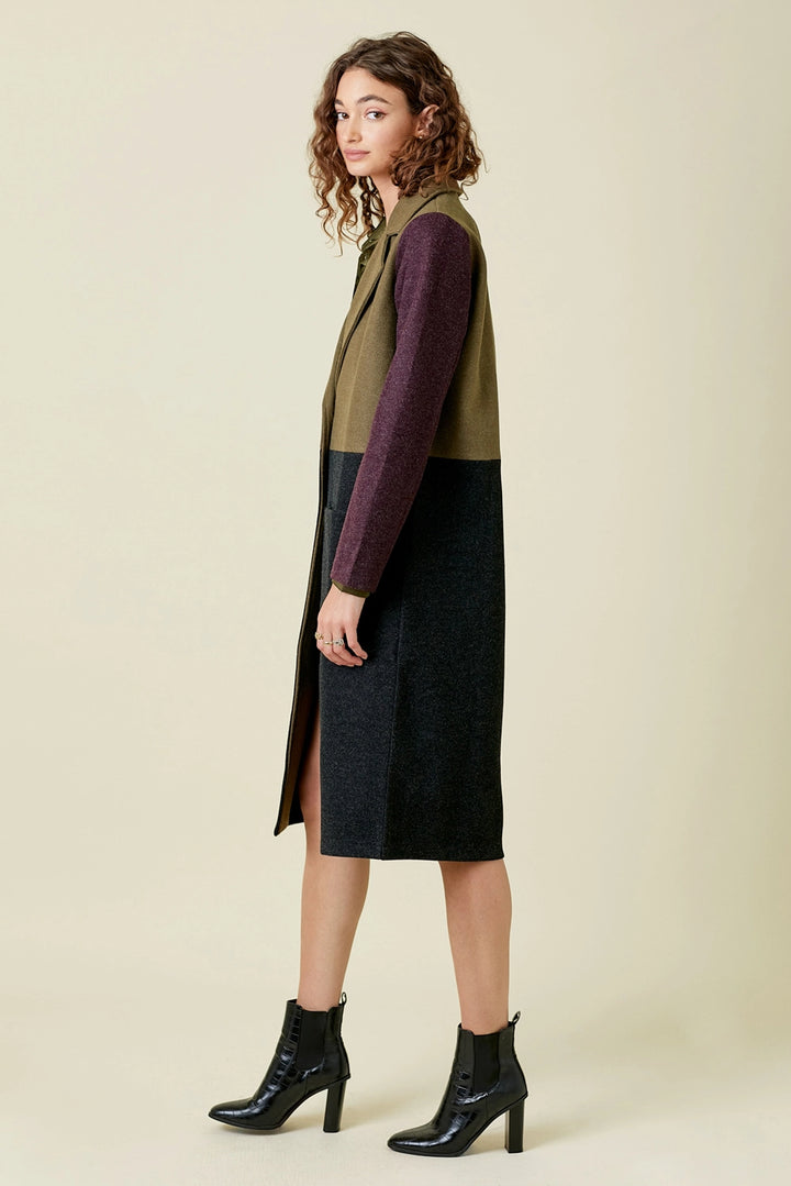 Leona Color Block Coat, Olive