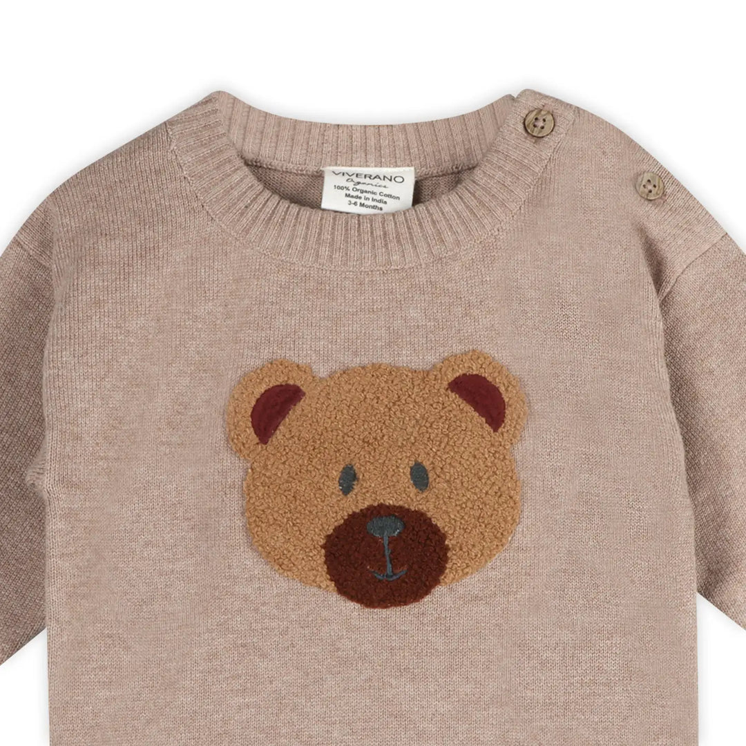 Fuzzy Bear Baby Sweater &amp; Pant Set