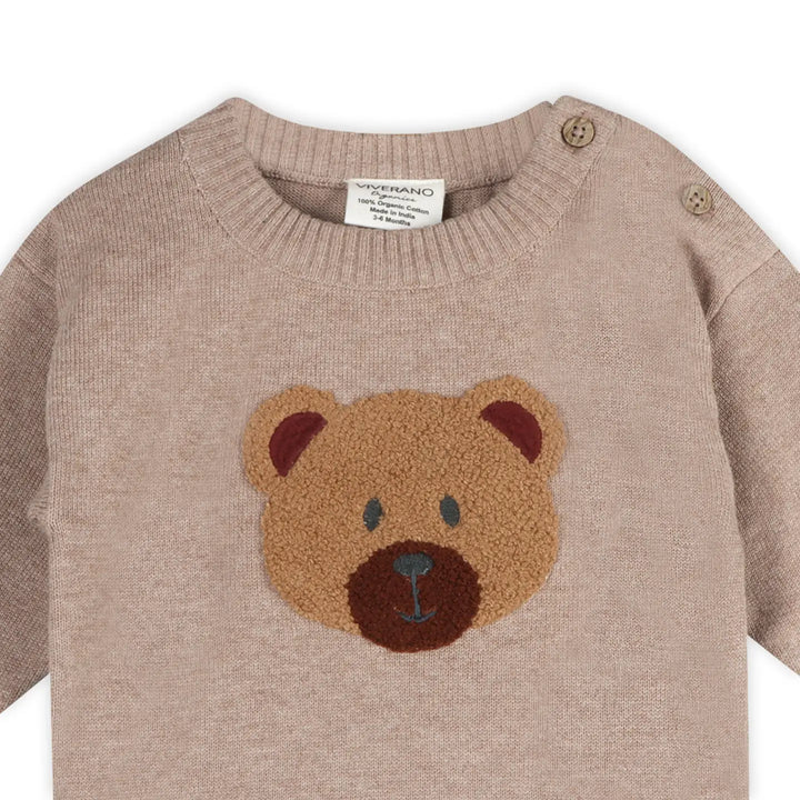 Fuzzy Bear Baby Sweater &amp; Pant Set